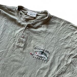 Outdoor Life Men's Fishing Embroidered Olive Long Sleeve Tee